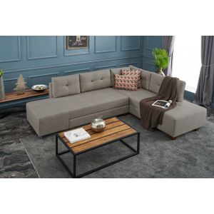 Ugaona Sofa na Razvlačenje Manama - Desni Kut, Krem Boja