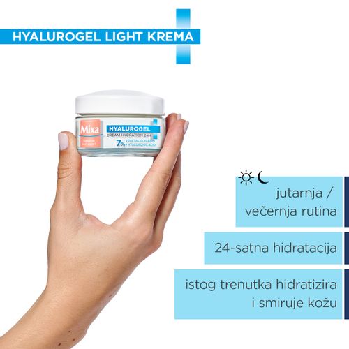 Mixa Hyalurogel Light intenzivna hidratacija, osjetljiva normalna i dehidrirana koža 50 ml slika 2