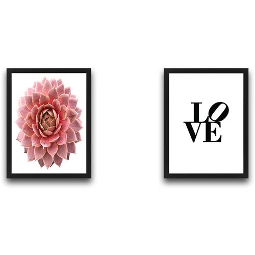 Wallity Uokvirena slika (2 komada), Love Pink Flower Set slika 2