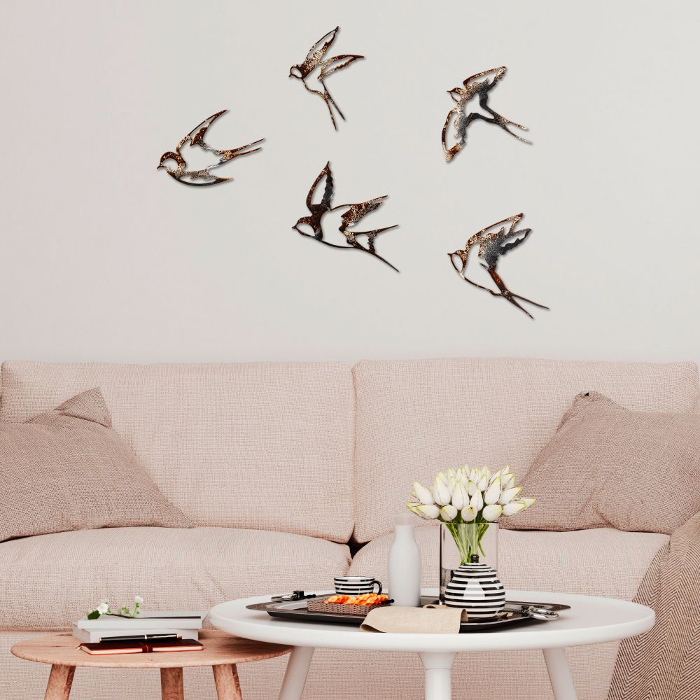 Dekorativni Metalni Zidni Ukras 'Birds-2' u Više Boja slika 2