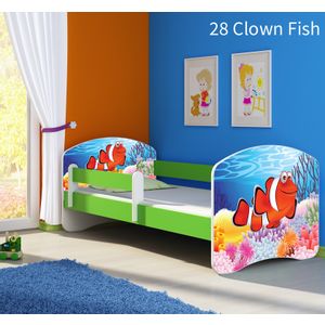 Dječji krevet ACMA s motivom, bočna zelena 160x80 cm 28-clown-fish