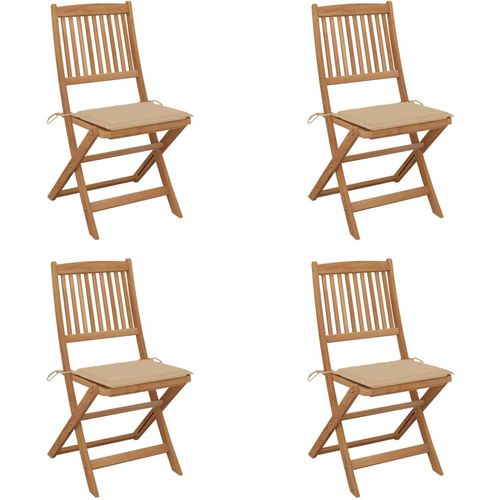 Sklopive vrtne stolice s jastucima 4 kom od bagremovog drva slika 1