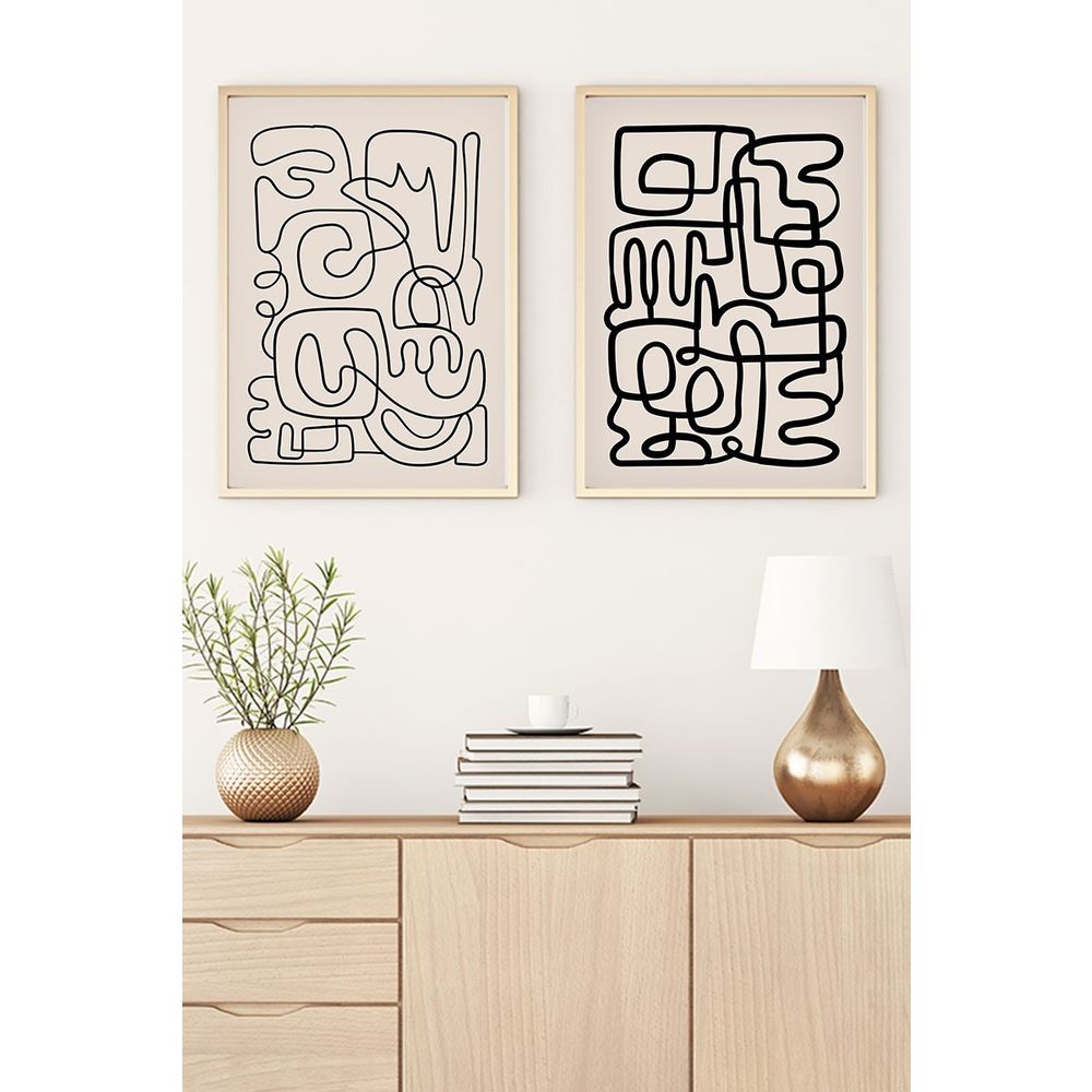 Huhu184 - Dekorativna Slika u Okviru od MDF-a 50 x 70 Multicolor (2 Komada) slika 2