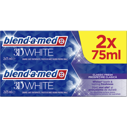 Blend-a-med pasta za zube 3D White Classic Fresh 2u1 2 x 75 ml slika 1