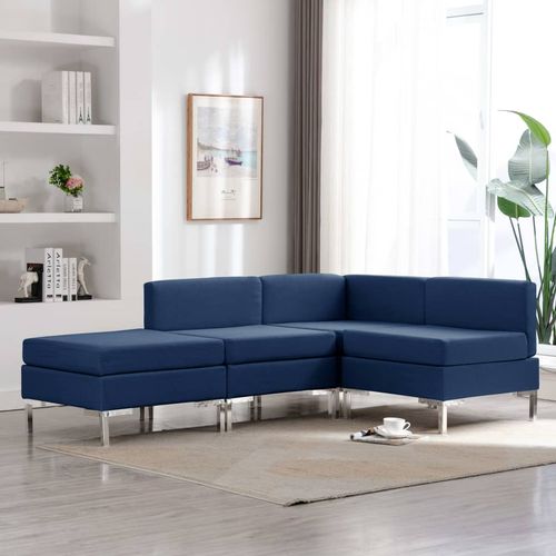 4-dijelni set sofa od tkanine plavi slika 13