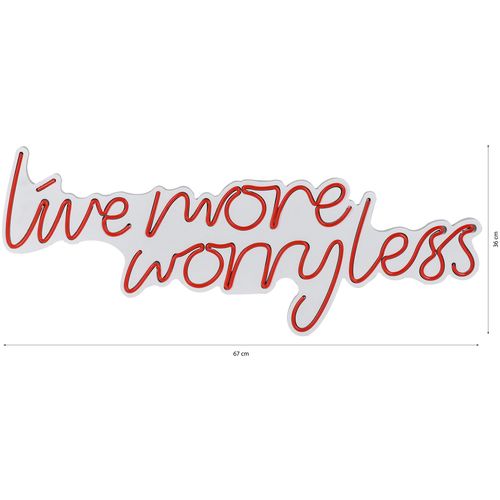 Wallity Ukrasna plastična LED rasvjeta, Live More Worry Less - Red slika 8