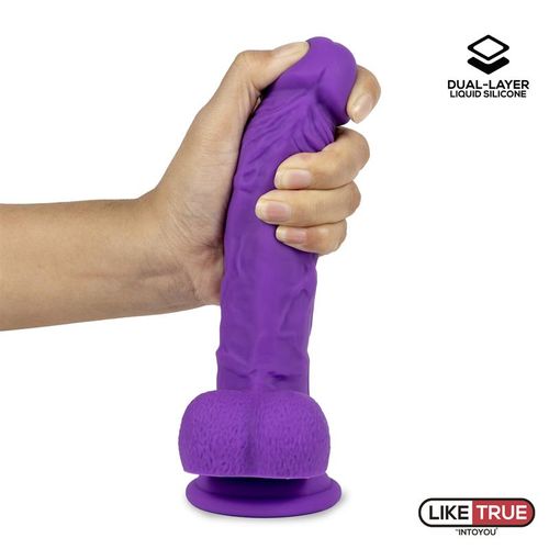 Liketrue realistični dvoslojni dildo 20cm, ljubičasta slika 3