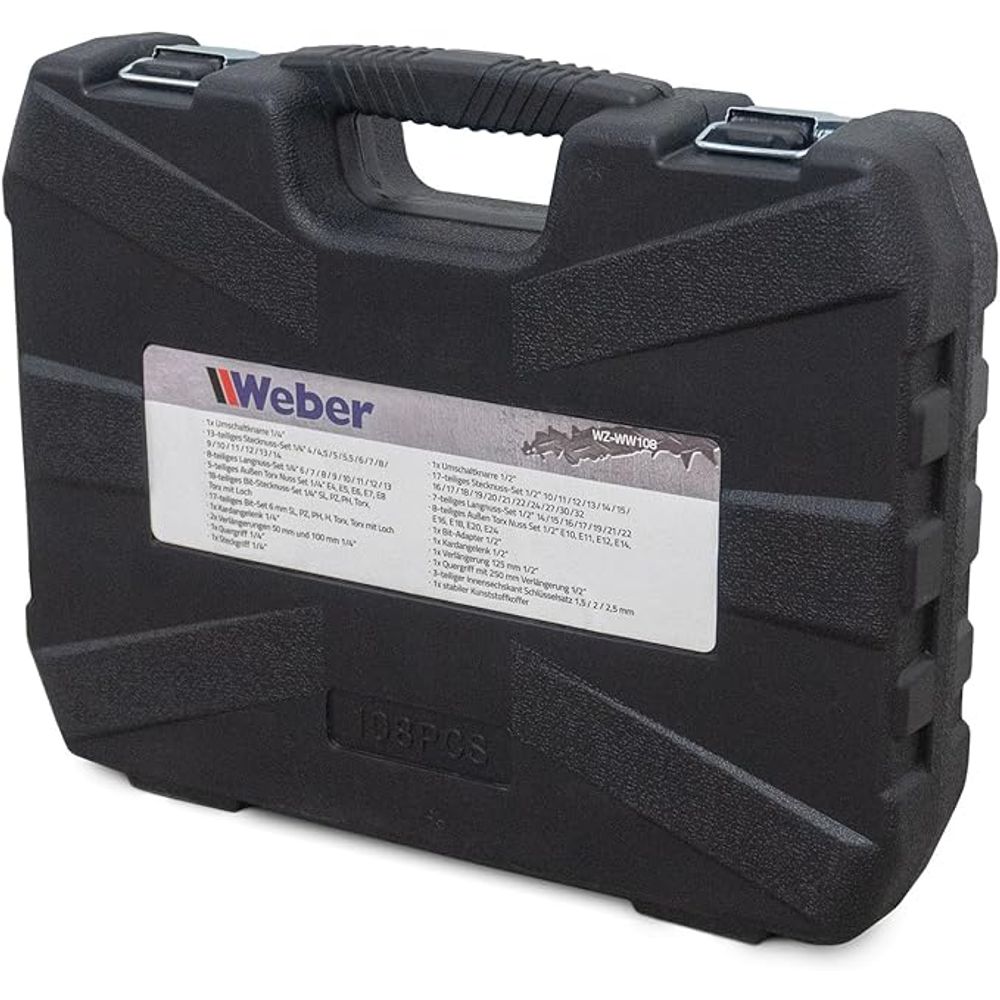 WEBER garnitura nasadnih ključeva (gedore i bitovi) u PVC kovčegu, 108 komada slika 2