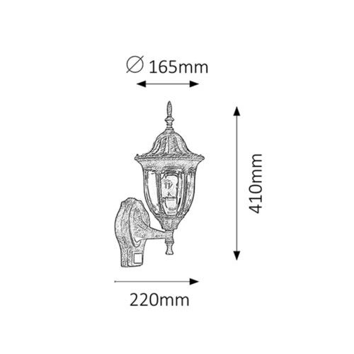 Rabalux Milano spoljna zidna lampa 60W staro zlato IP43 senzor Spoljna rasveta slika 2