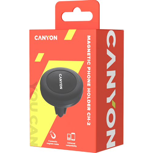 CANYON CH-2 Car Holder for Smartphones,magnetic suction function,with 2 plates(rectangle/circle), black,44*44*40mm 0.035kg slika 6
