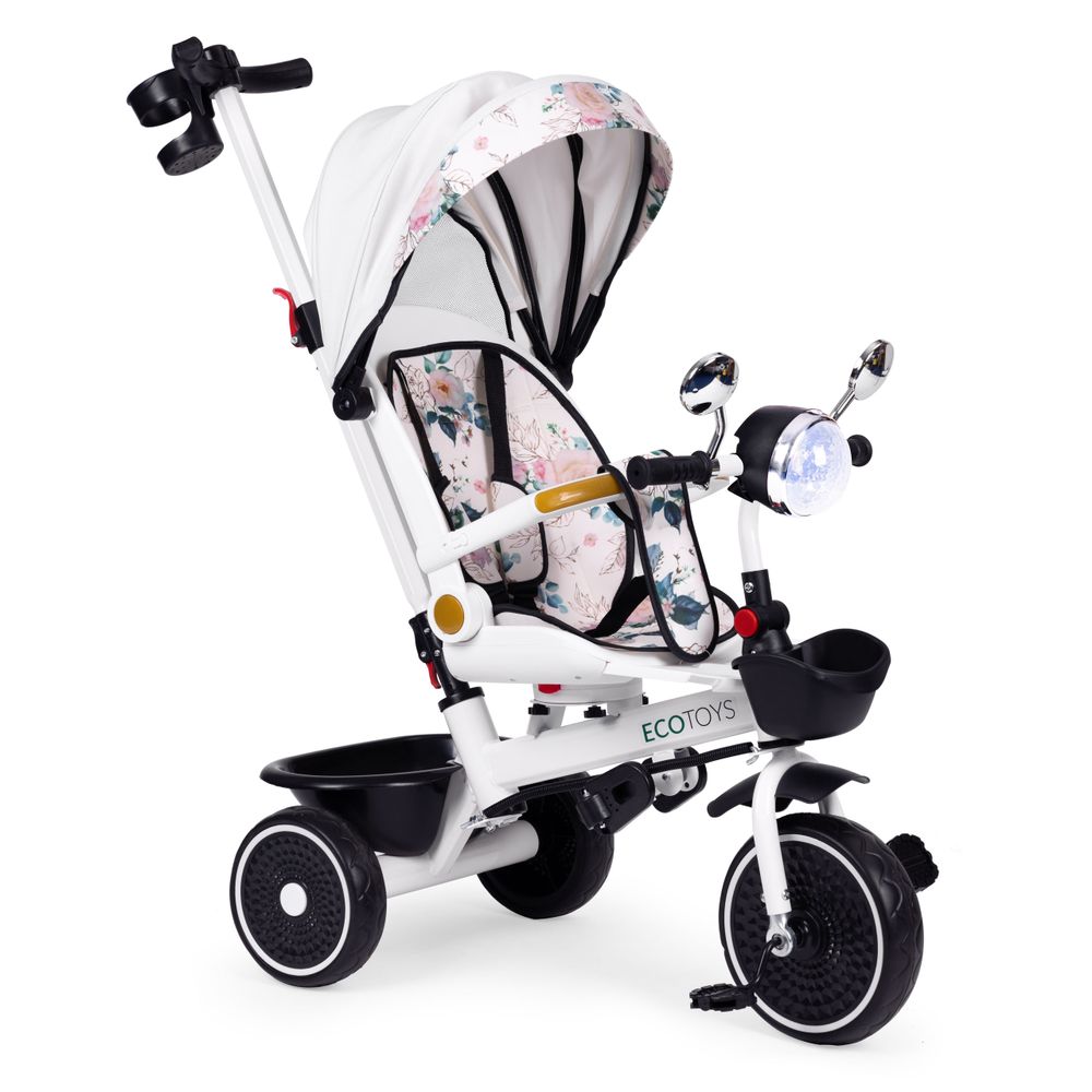 Dječji tricikl sa okretnim sjedalom, ručkom za guranje i nadstrešnicom, ECOTOYS slika 2