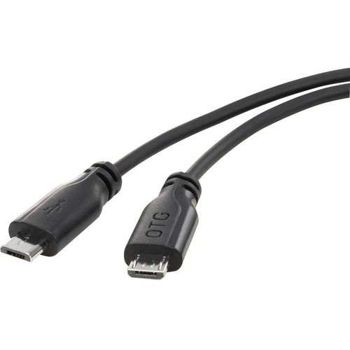 Renkforce USB kabel USB 2.0 USB-Micro-B utikač, USB-Micro-B utikač 0.15 m crna s otg funkcijom, supersoft oplaštenje RF-4079670 slika 5