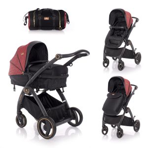 LORELLI ADRIA Kolica Black/Red 2u1 SET: Košara + Putna Torba + Zimska Navlaka (do 15 kg)