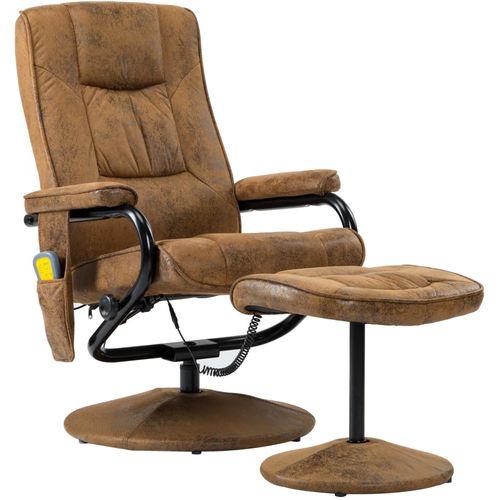 Masažna fotelja s osloncem od umjetne brušene kože smeđa slika 24