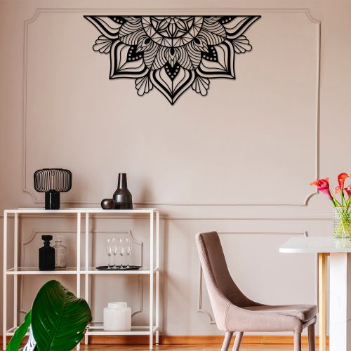 Wallity Metalna zidna dekoracija, Mandala 1 - Black slika 5