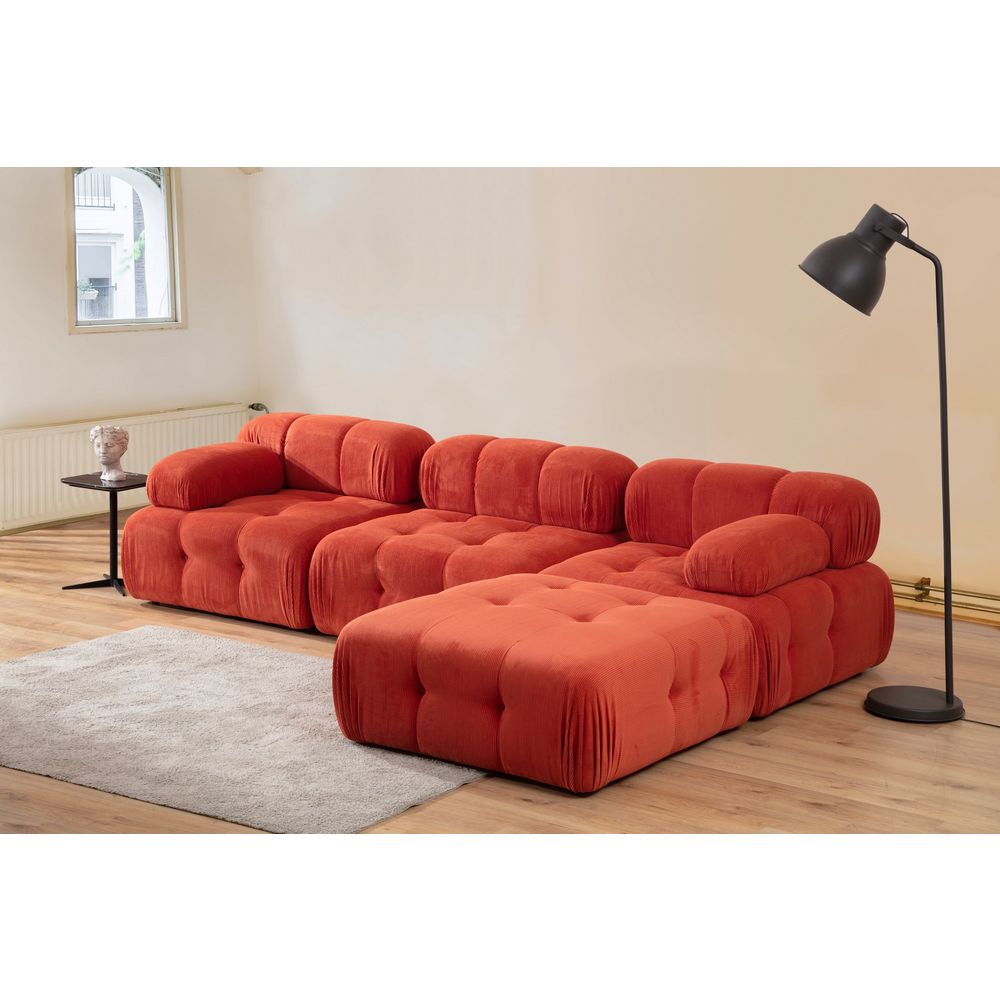 Trosjed Doblo sa Pufnom (L1-O1-1R-Pouffe) - Crveni Ugao slika 2