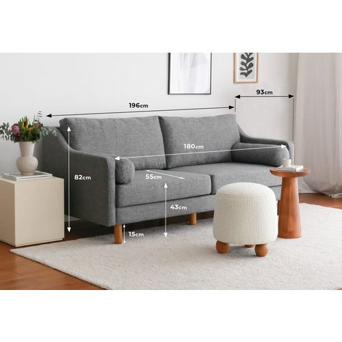 Nordi 3 Seater Wood - Grey Grey 3-Seat Sofa slika 10