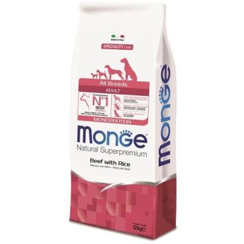 Monge Adult All Breeds Monoprotein Govedina i Pirinač, hrana za odrasle pse 12 kg slika 1