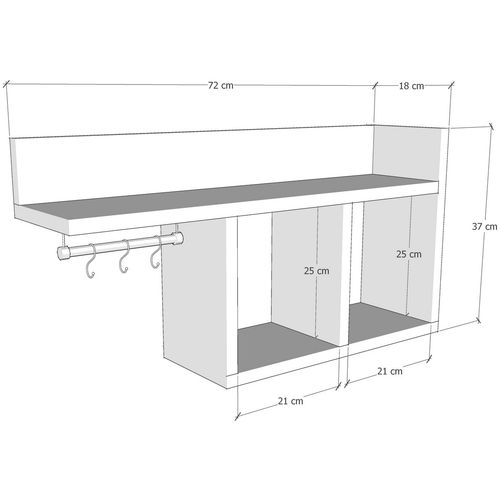 Woody Fashion Zidna polica, Bijela boja, Pare - White slika 3