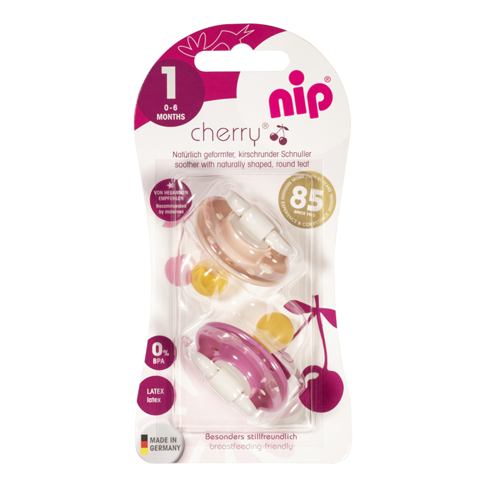 nip® Duda varalica Cherry 0-6mj (veličina 1) - Latex, 2kom Pink, Bež slika 4