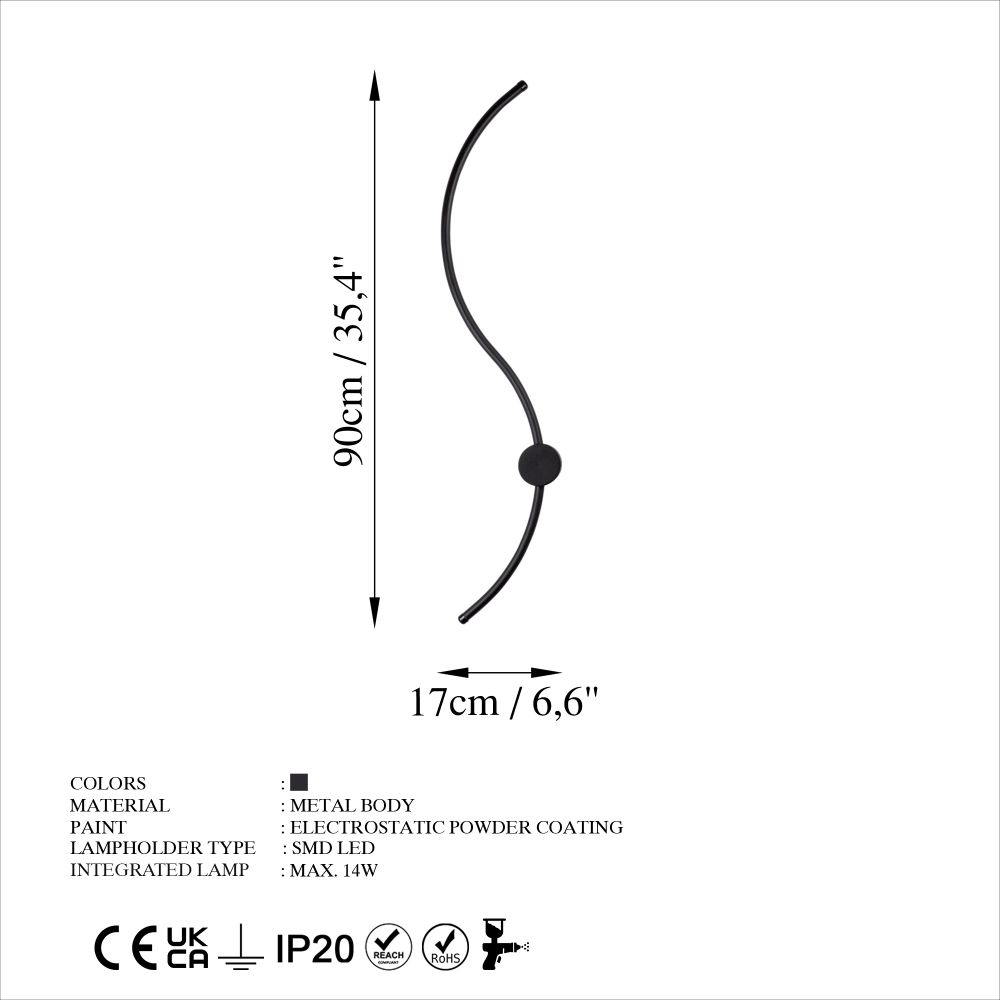 Uyan - 13601 Crna Zidna Lampa slika 6
