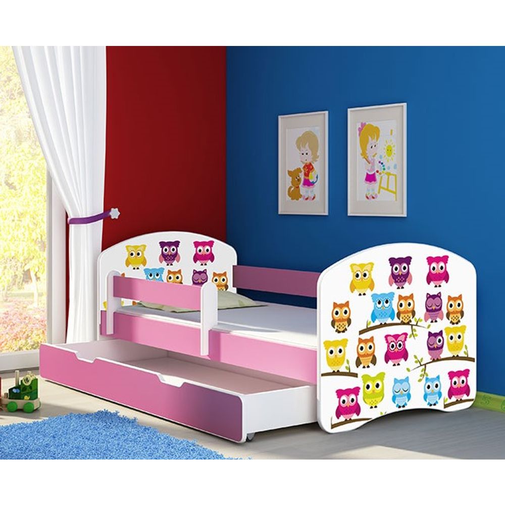 ACMA Dječiji krevet Acma II sa ladicom Pink - 140x70cm - Dezen 31 slika 1