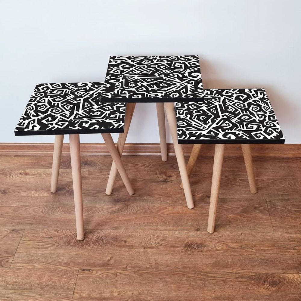 Nesting Table Set (3 komada) - Crna i Bijela slika 1