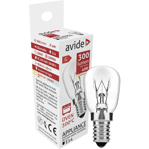 Avide Žarulja za pećnicu, 40W, E14, 3000K, 300 °C, IP20 - Oven 300 °C bulb 40W E14 slika 1