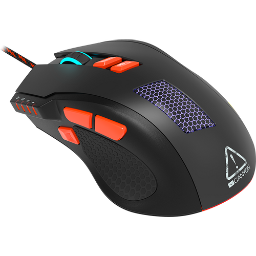 CANYON Wired Gaming Mouse with 8 programmable buttons, sunplus optical 6651 sensor, 4 levels of DPI default and can be up to 6400, 10 million times key life, 1.65m Braided USB cable slika 1