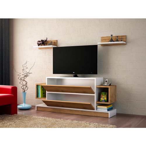 Woody Fashion TV jedinica, Bijela boja Orah, Magic - White, Walnut slika 2