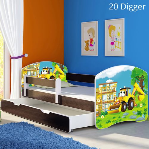 Dječji krevet ACMA s motivom, bočna wenge + ladica 160x80 cm 20-digger slika 1