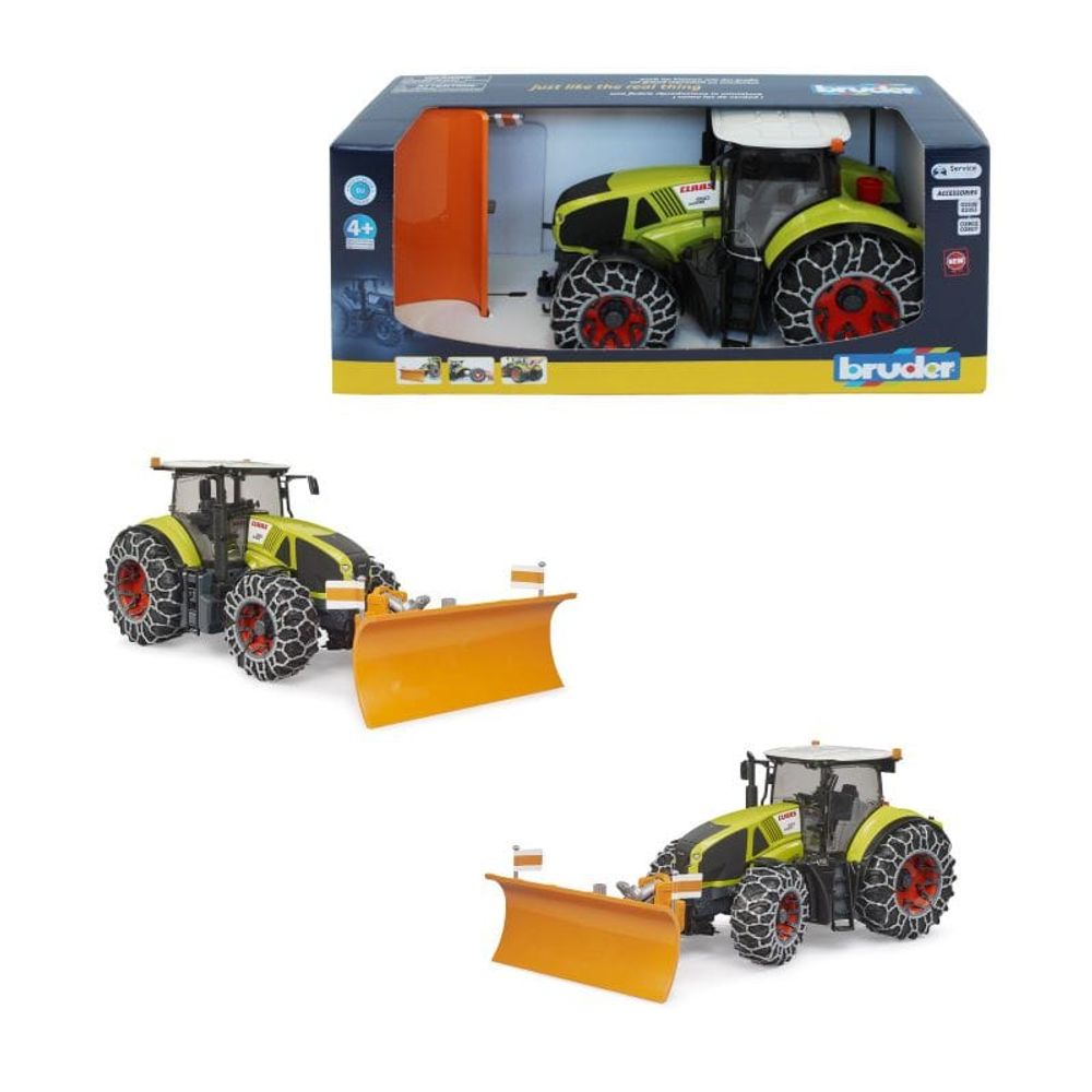 Bruder 3018 Traktor sa lancima za snijeg i plugom Claas Axion 950 slika 6