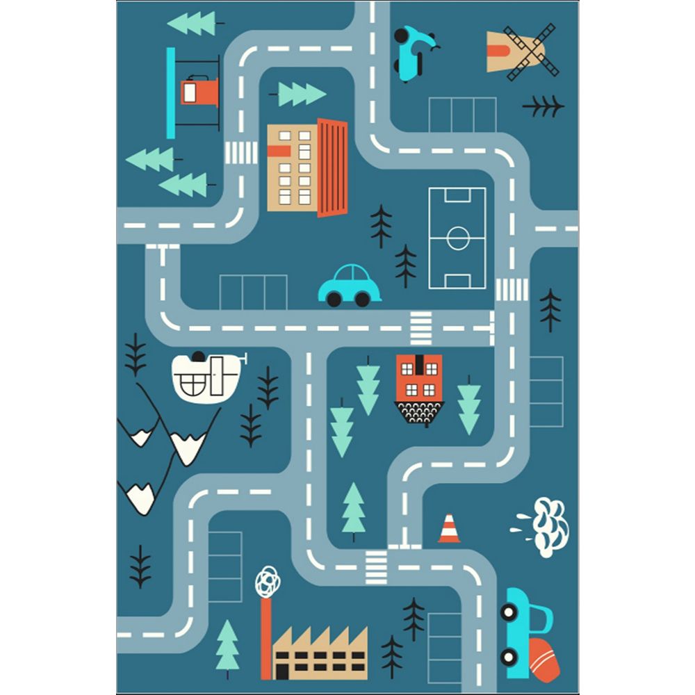 Dječiji tanki tepih "Plavi svijet" (120 x 180 cm)(Els582) - DIGTALNI PRINT slika 2