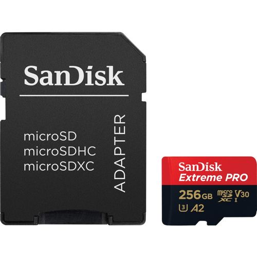 SanDisk Extreme PRO microSDXC 256GB + SD adapter - brzina do 200MB/s/140MB/s A2 C10 V30 UHS-I U3 slika 1