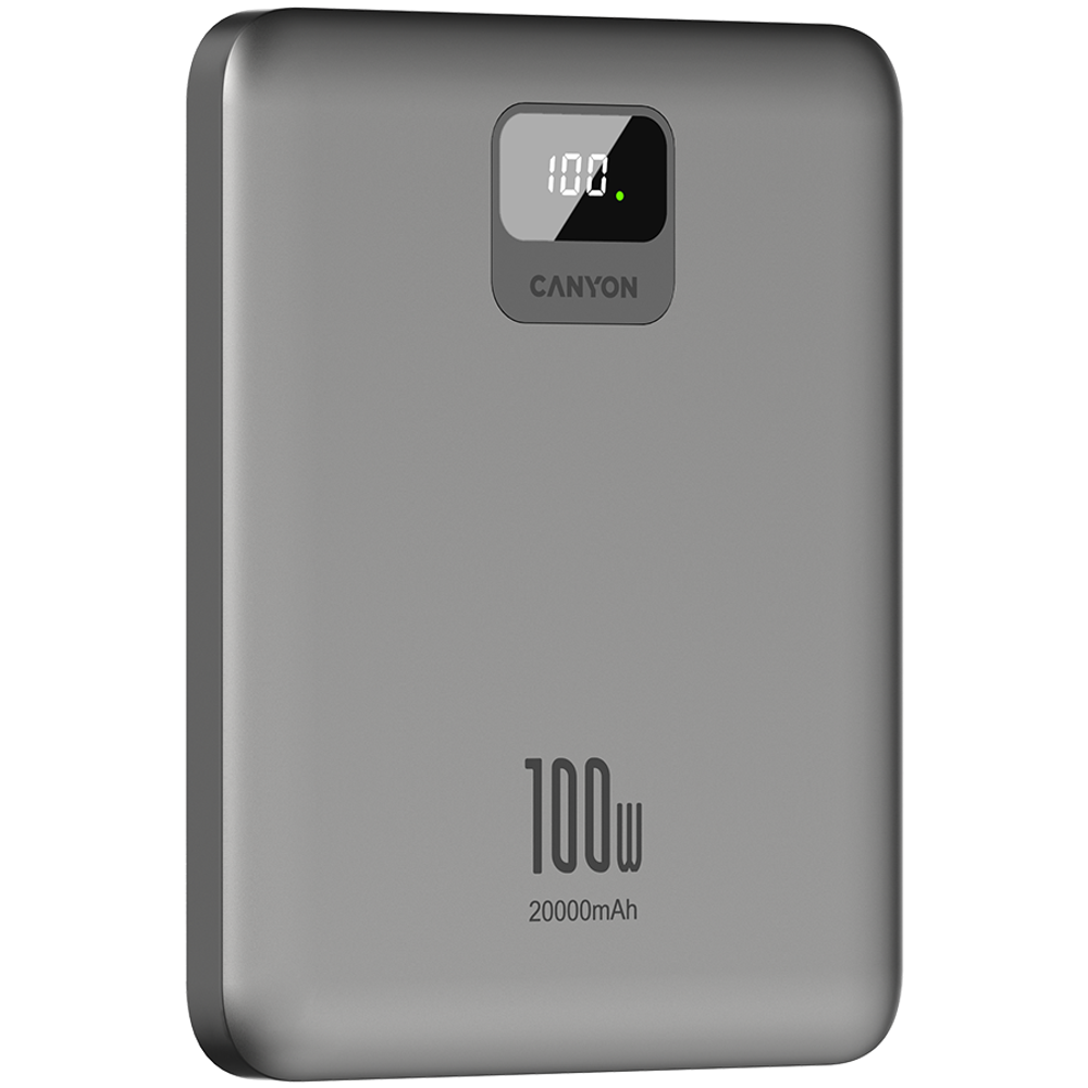 CANYON power bank PB-2008 LED FLAT 20000 mAh PD100W QC3.0 Dark Grey slika 5