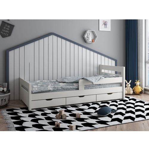 Drveni dečiji krevet Timmo sa tri fioke - 200x90cm - beli slika 1