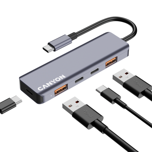 CANYON hub DS-18 5in1 USB-C Grey slika 5