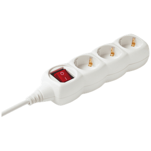 home Produžni kabl, 3 utičnice, prekidač, 1.5mm², 5 met, bijeli - NV 3K-5/WH/1,5