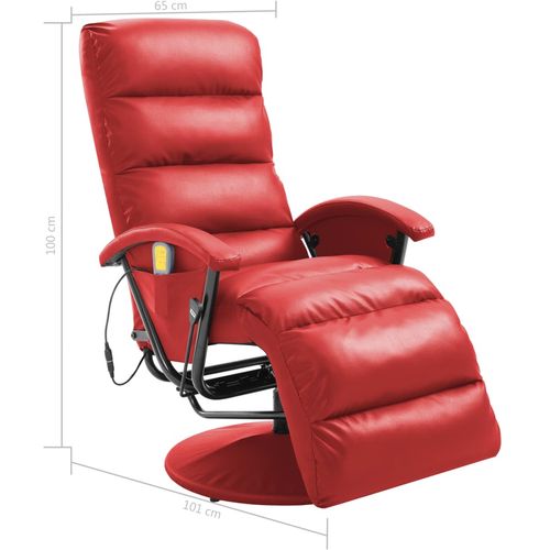Masažna TV fotelja od umjetne kože crvena slika 10