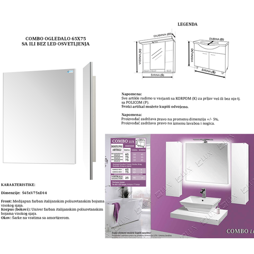 Ceramica Lux Combo Lux Ogledalo 65/75 slika 3