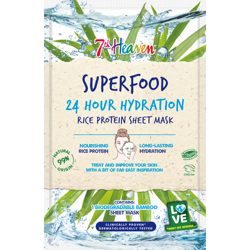 7th Heaven Superfood 24hr Hydration Rice Protein maska u maramici, 1 kom.  slika 1