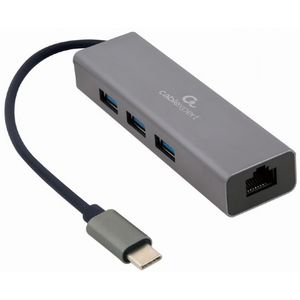 Gembird A-CMU3-LAN-01 USB-C Hub with Gigabit Ethernet, 3x USB3.1 Port, 1x 10/100/1000Mbps LAN port, Cable 0.17m