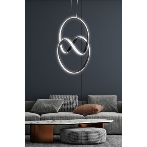 Yin Yang Black - White Light Black Chandelier slika 1