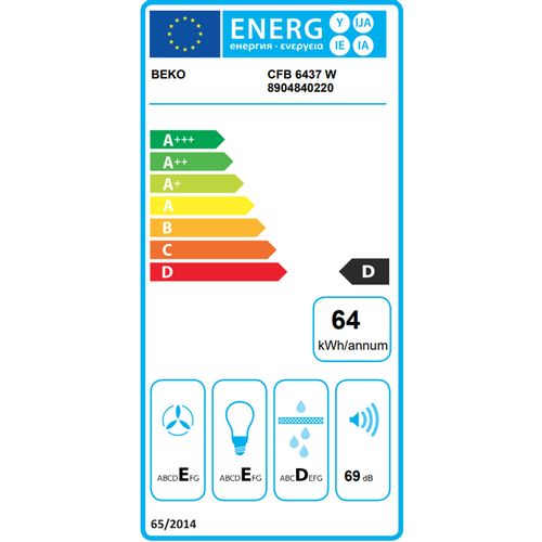 Beko CFB 6437 W Aspirator, Širina 60 cm, Bela boja slika 2