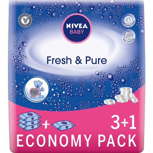 NIVEA Fresh&Pure vlažne maramice 3+1 pakovanje 4*63pcs slika 1