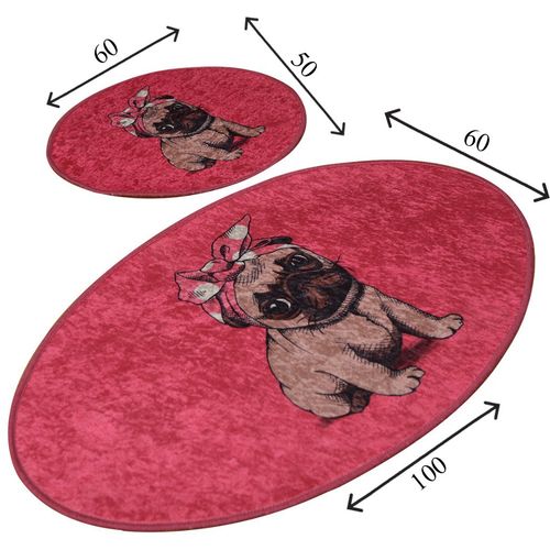 Pink Pug Multicolor Bathmat Set (2 Pieces) slika 3