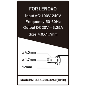 NPA65-200-3250 (IB10) ** Gembird punjac za laptop 65W-20V-3.25A, 4.0x1.7mm Yellow (780 Alt=IB09)