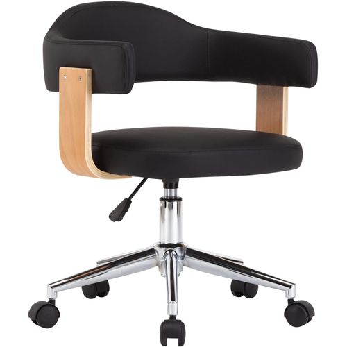 Okretna uredska stolica od savijenog drva i umjetne kože crna slika 22