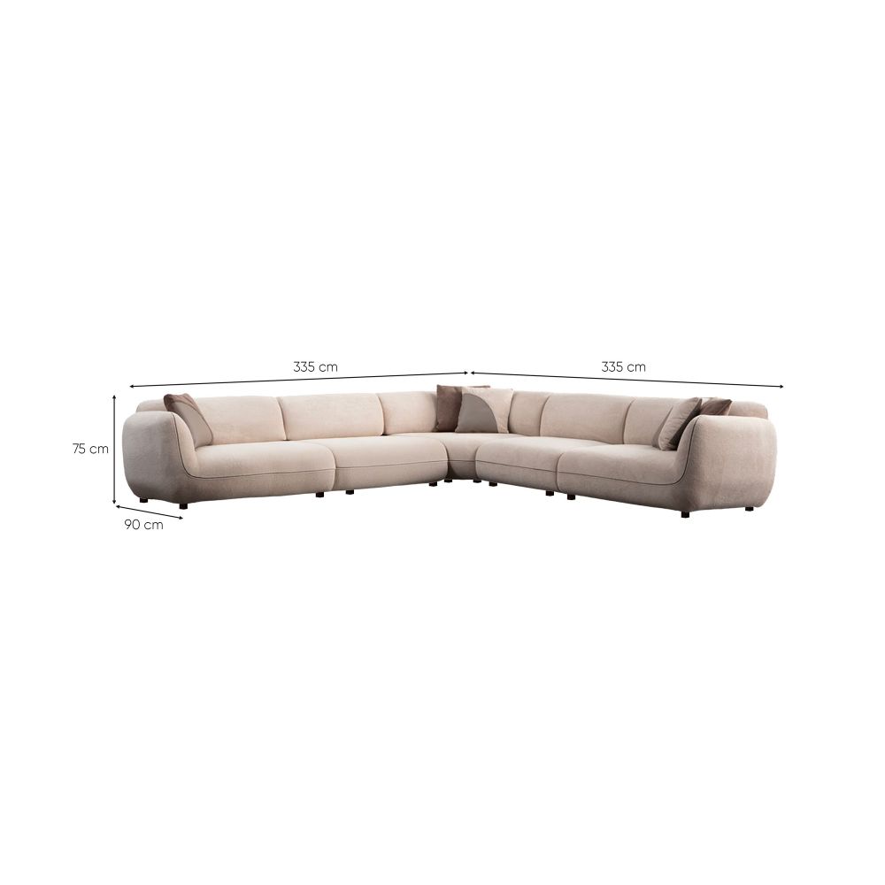 Ugaona sofa Pavia Corner 5 (L1,5+O1+Cx+O1+1,5R) - boja: krema slika 12