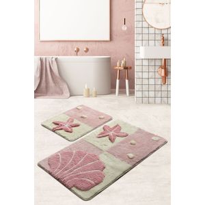 Starfish - Pink Multicolor Acrylic Bathmat Set (2 Pieces)